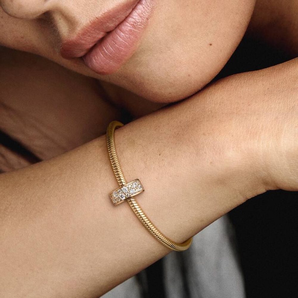 Pandora Clear Pavé Clip Charm gold plated